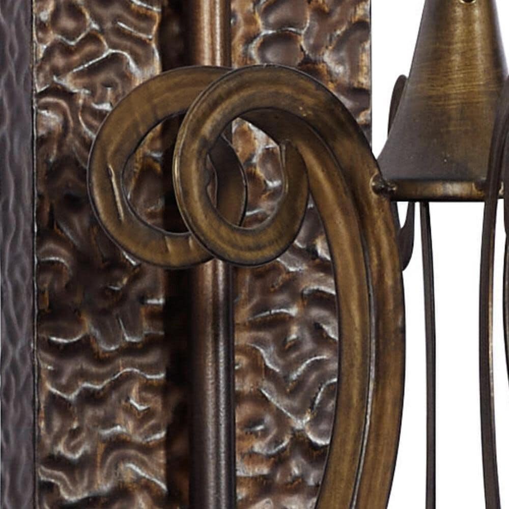 Maple and Jade 25&quot; Single Scroll Indoor/Outdoor Wall Mount Candle Holder in Weathered Bronze and Clear, , large