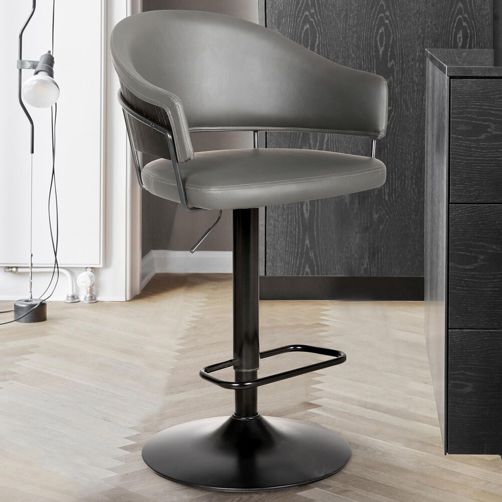 Blue River Brody Adjustable Swivel Barstool in Black, , large