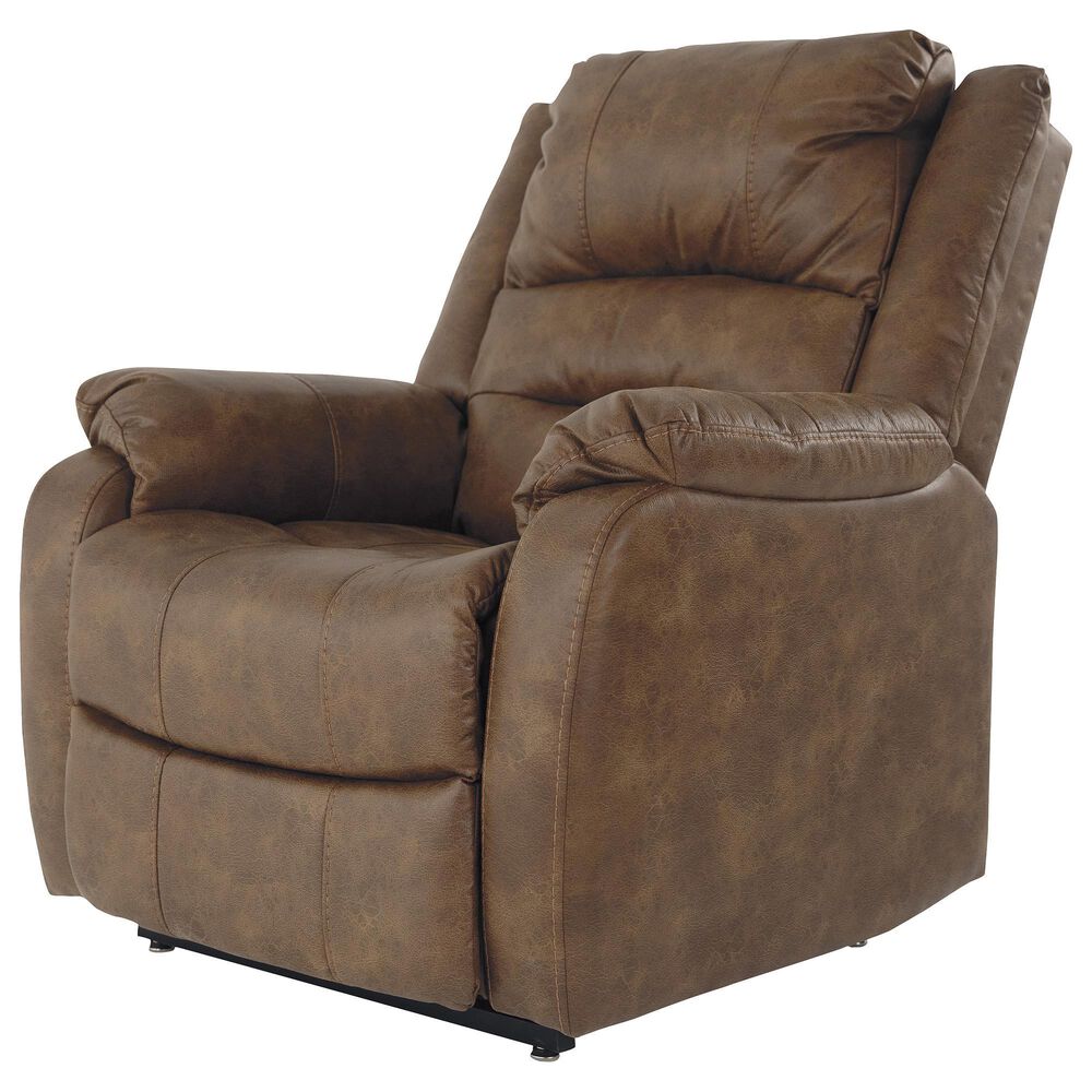 Signature Design by Ashley Yandel Power Lift Recliner in Saddle | Nebraska Furniture Mart