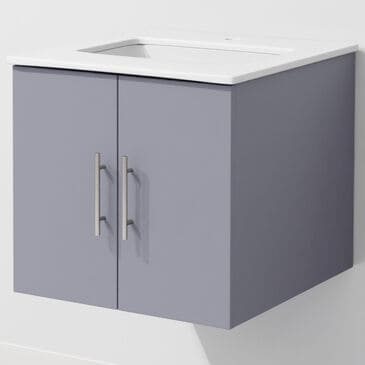 Lexora Home Geneva 24" Single Bathroom Vanity in Dark Grey with 2 cm White Quartz Top and Rectangular Sink, , large