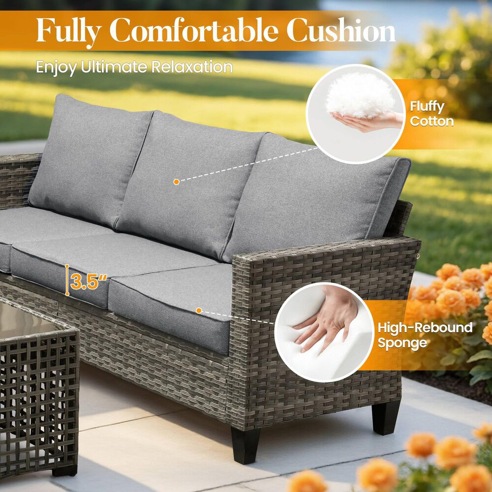 HOMLUX 4-Piece Outdoor Sofa Set in Dark Gray, , large
