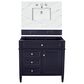James Martin Vanities Brittany 36" Single Bathroom Vanity in Victory Blue with 3 cm Ethereal Noctis Quartz Top and Rectangle Sink, , large