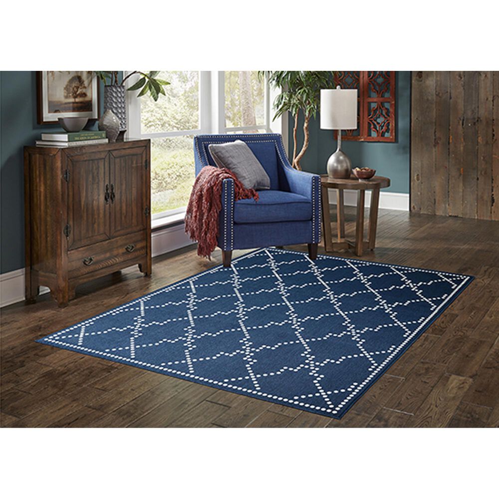 Oriental Weavers Marina 7765B 5&#39;3&quot; x 7&#39;6&quot; Navy and Ivory Area Rug, , large