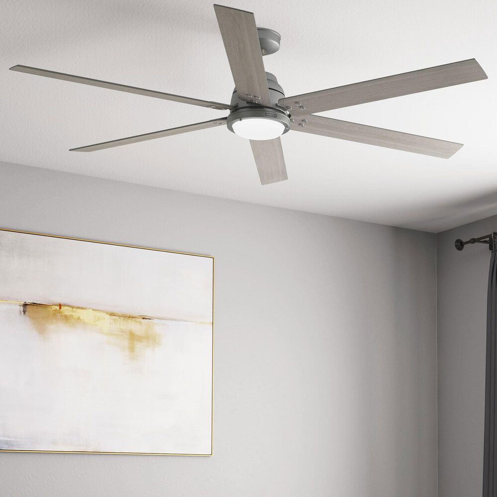 Hunter Gravity 72&quot; Ceiling Fan with LED Light in Matte Silver, , large