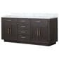 Lexora Home Abbey 72" Double Bathroom Vanity in Brown Oak with 2 cm White Carrara Marble Top and Rectangular Sinks, , large