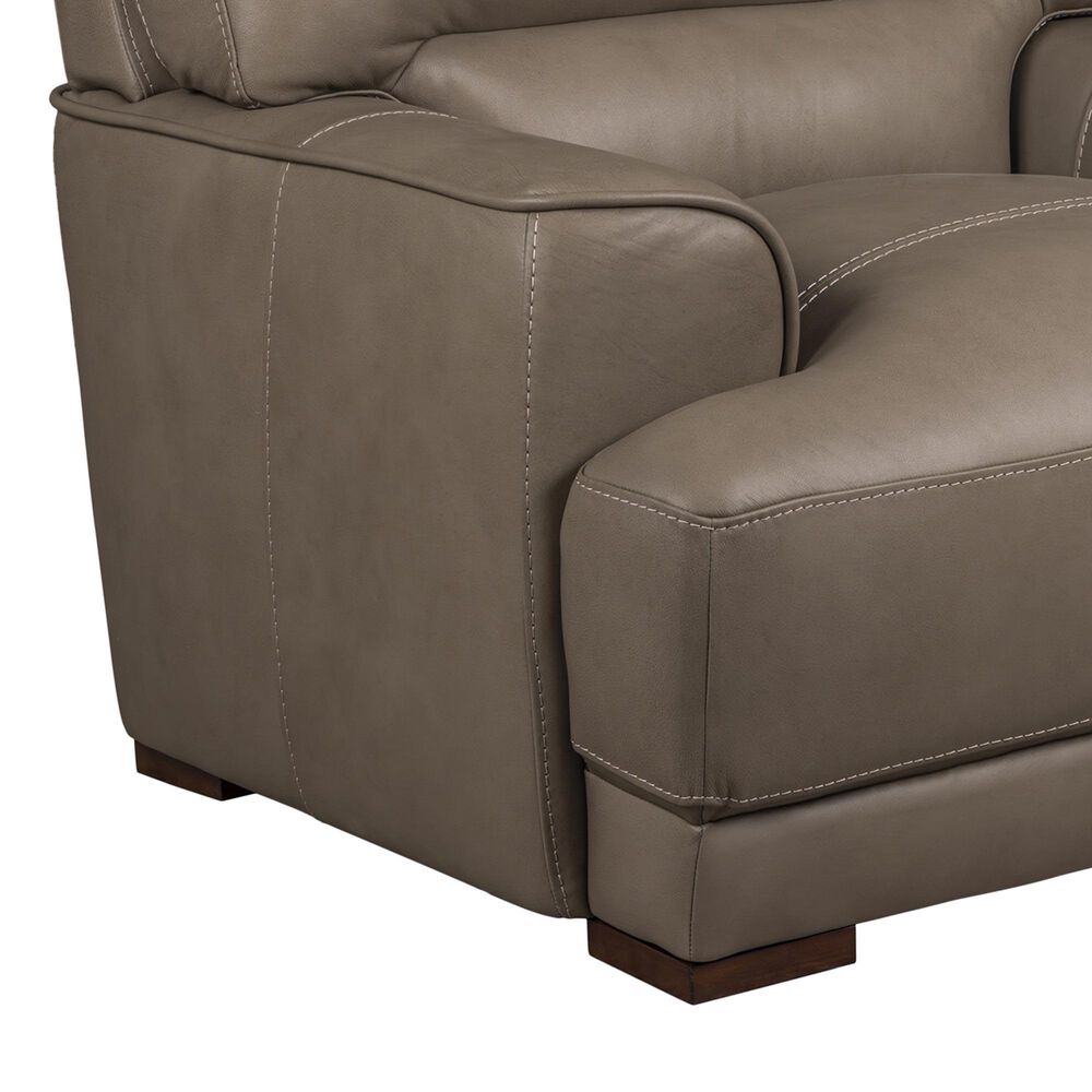 Bordeaux &amp; Co Stationary Leather Chair and Ottoman Set in Goodland Grey, , large