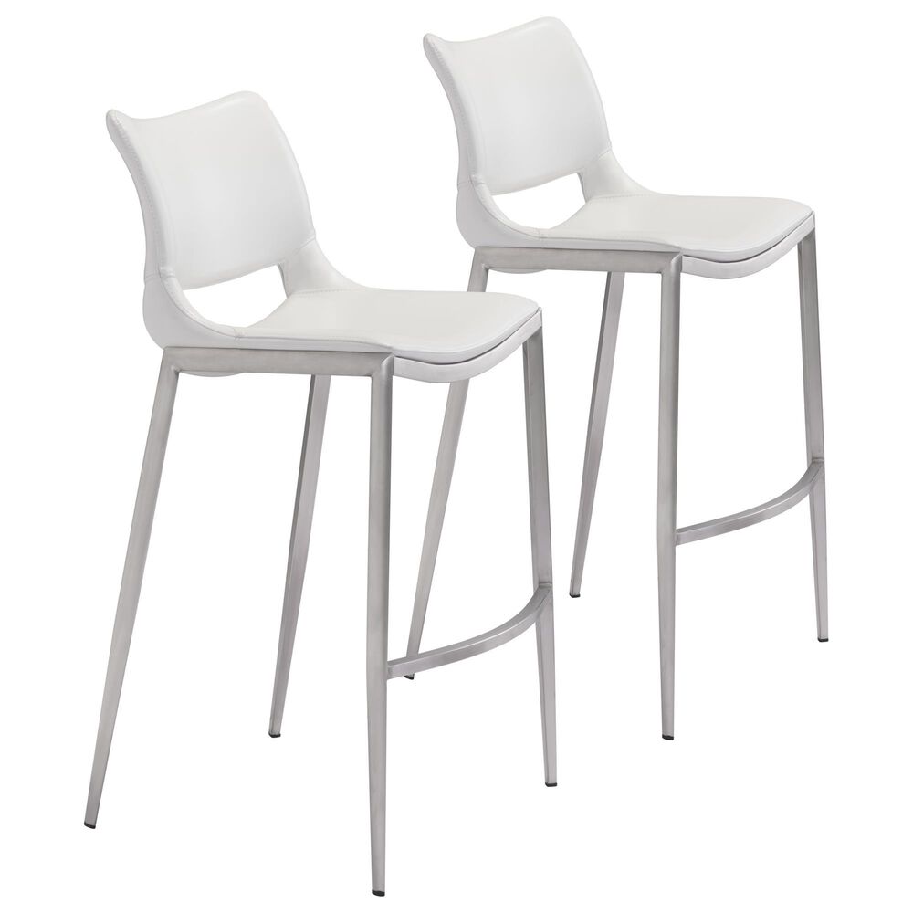 Zuo Modern Ace Bar Stool in White (Set of 2), , large