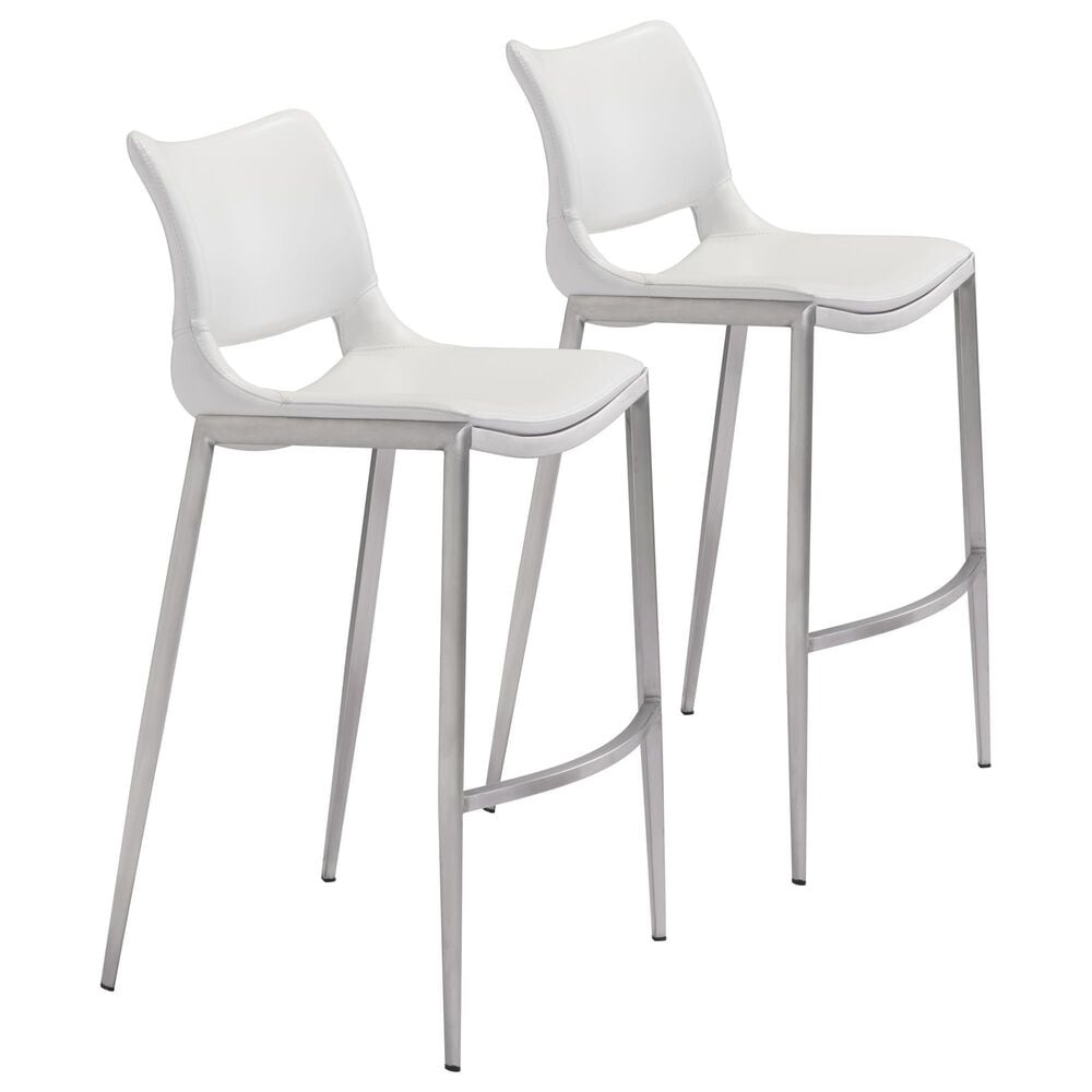 Zuo Modern Ace Bar Stool in White (Set of 2), , large