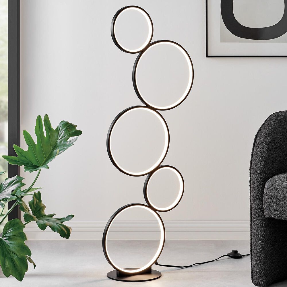 Lite Source Fedora 5-Ring LED Floor Lamp in Black, , large