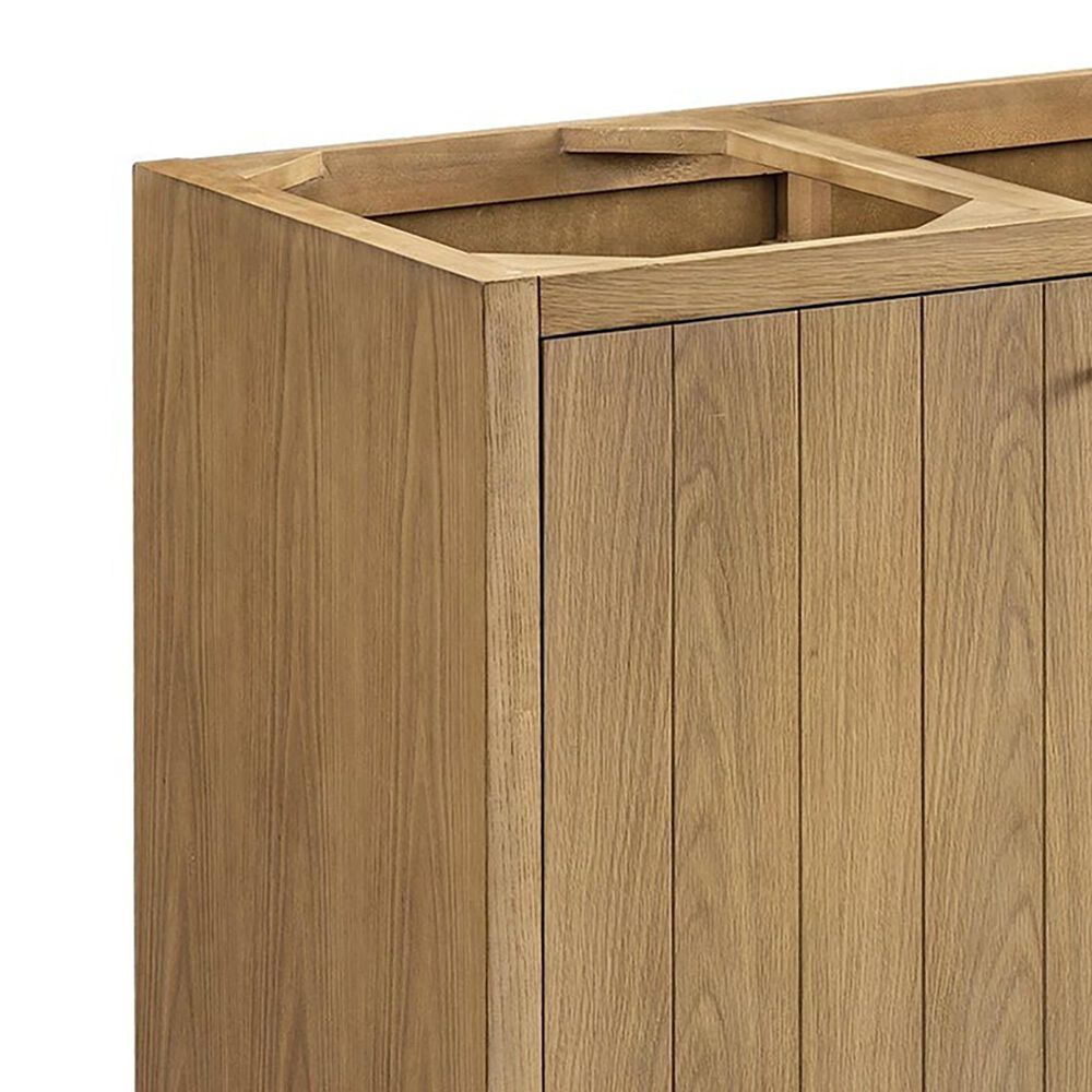 James Martin Vanities Hudson 60&quot; Single Bathroom Vanity in Light Natural Oak with 3 cm White Zeus Quartz Top and Rectangular Sink, , large