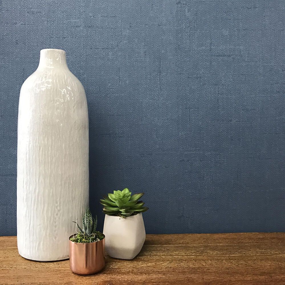 Tempaper Burlap Navy Peel and Stick Wallpaper, , large