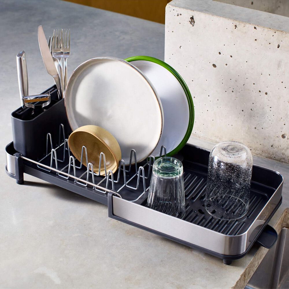 Joseph Joseph Extend Slim Expandable Dish Drainer in Stainless Steel and Gray, , large