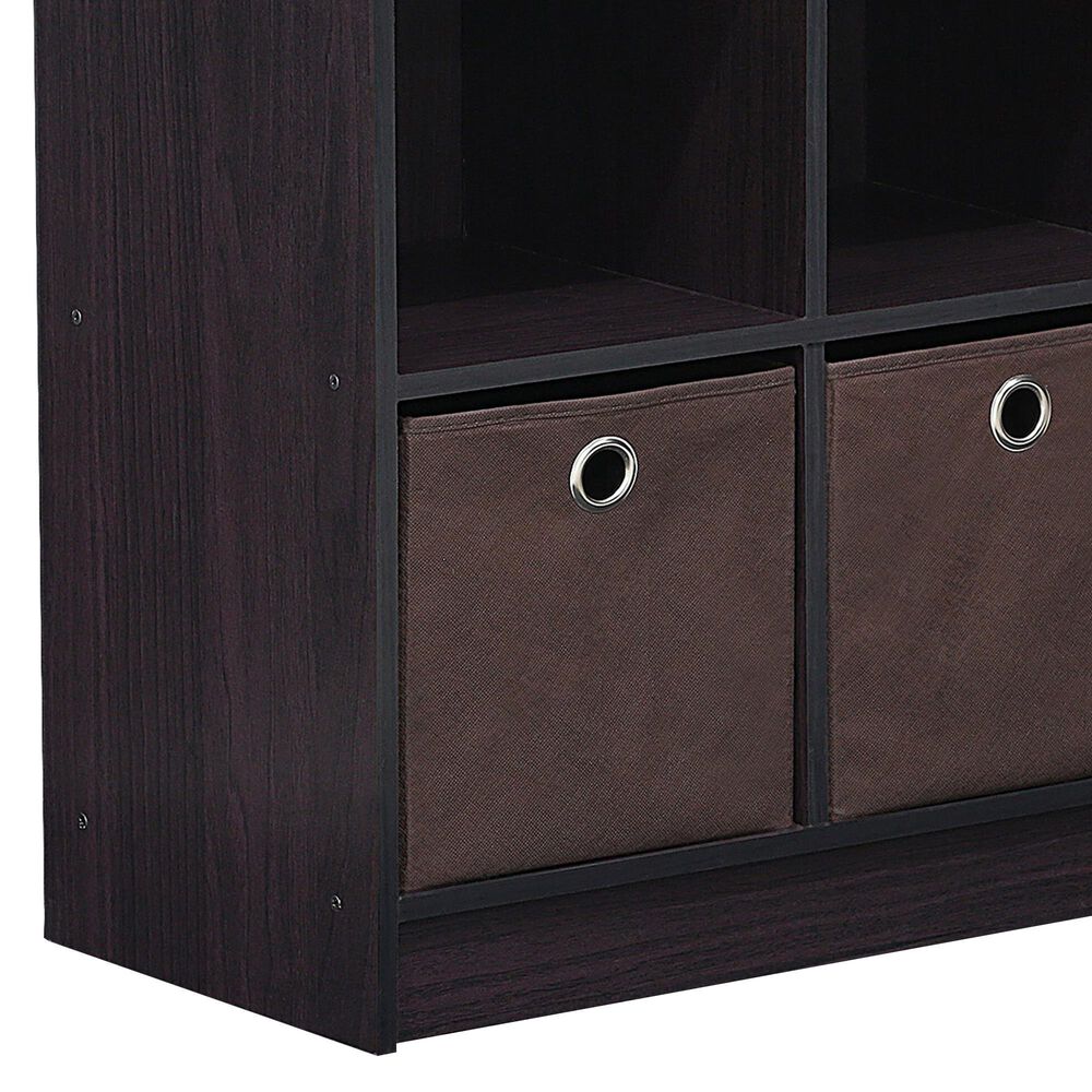 HOMLUX 6-Cube Bookshelf Bookcase with Storage Bins in Dark Walnut, , large