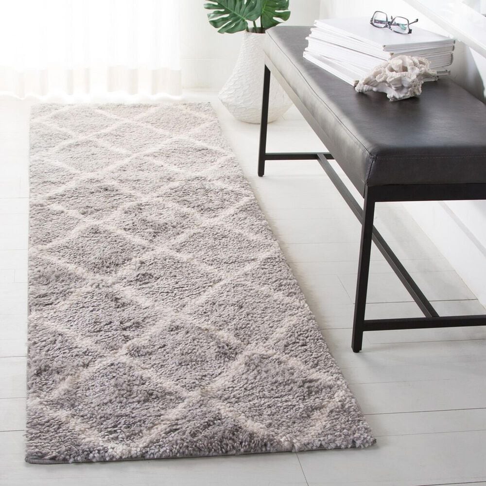 Safavieh Parma Shag PMA521G 2&#39;3&quot; x 7&#39; Grey and Cream Runner, , large