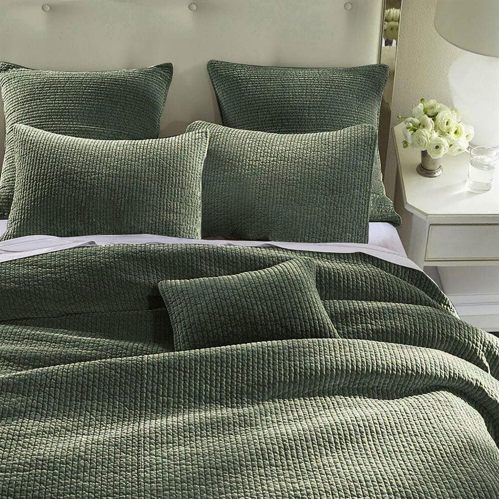 HiEnd Accents Stonewashed Velvet Full/Queen Quilt in Fern Green, , large