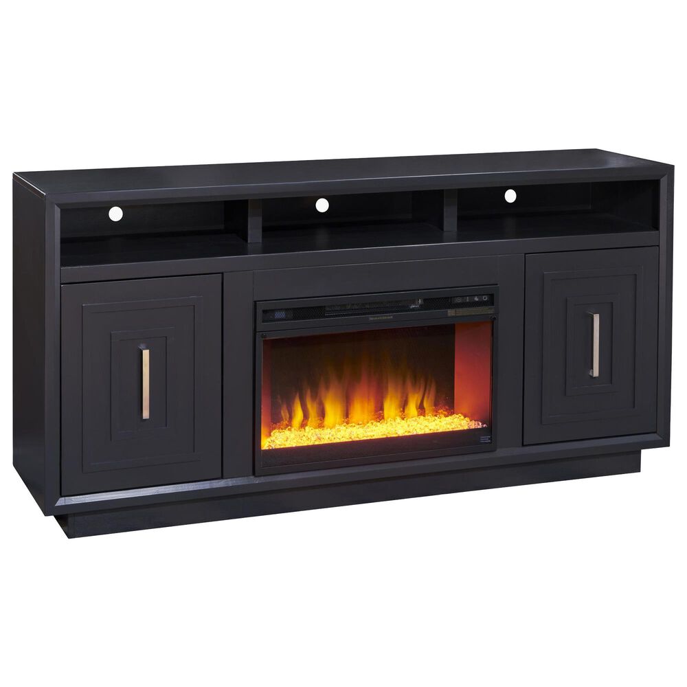 Legends Home Sunset 67" Fireplace Console with Fireplace Insert in Seal Skin Black, , large