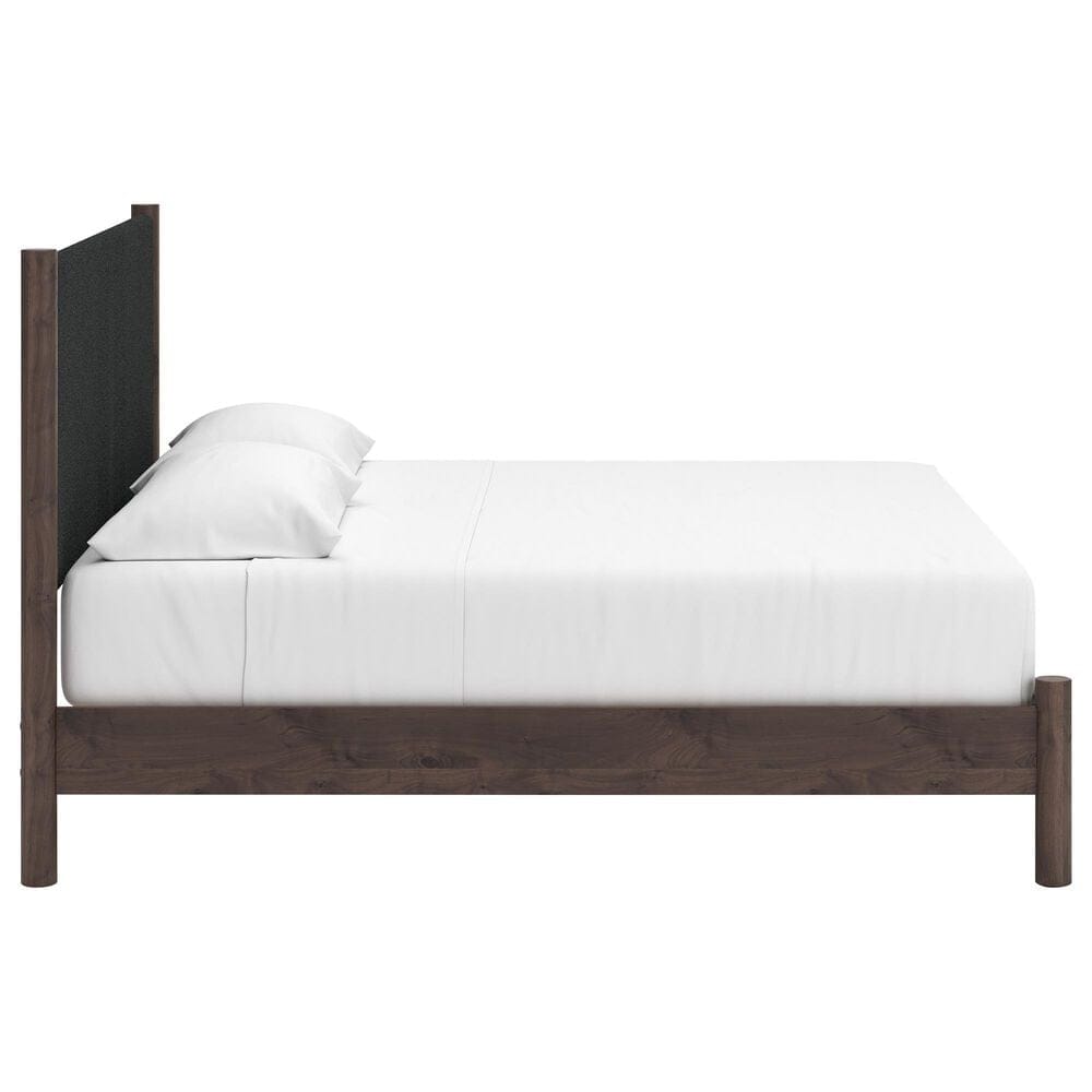 Ashley Pamytta King Upholstered Panel Platform Bed in Rich Brown, , large