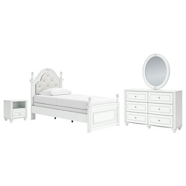 Ashley Kozlani 4-Piece Twin Panel Bedroom Set in Matte White, , large