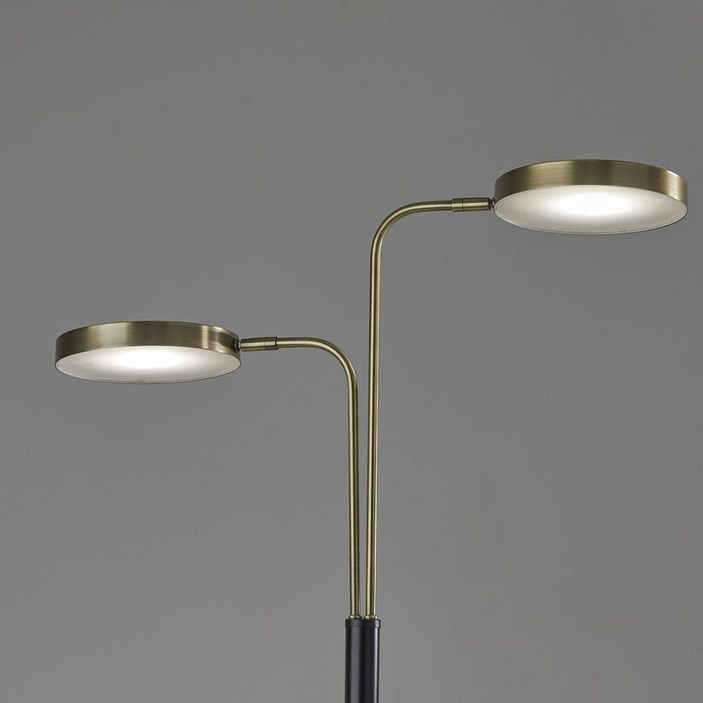 Adesso Rowan LED Smart Switch Floor Lamp in Antique Brass and Black, , large