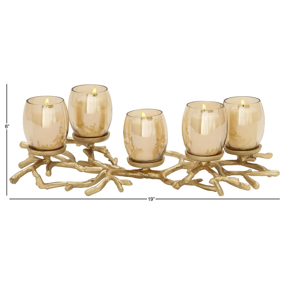 Maple and Jade 19&quot; x 6&quot; Hurricane Lamp in Gold, , large