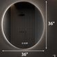 HOMLUX 36" Round Frameless LED Backlit Bathroom Vanity Mirror in Silver, , large
