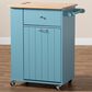Baxton Studio Liona Kitchen Storage Cart in Blue/Natural, , large