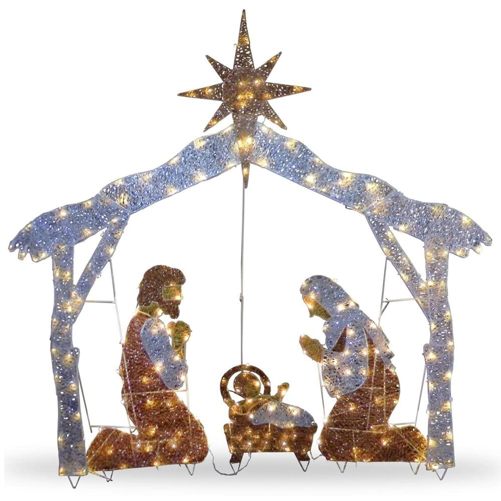 National Tree 55" Crystal Splendor Nativity Set with 150 Mini White Lights, , large