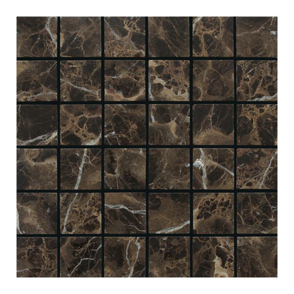 Dal-Tile 2" x 2" Tumbled Mosaic Tile in Emperador Dark, , large