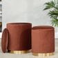 Lumisource Marla 2-Piece Nesting Pleated Ottoman Set in Light Brown, , large