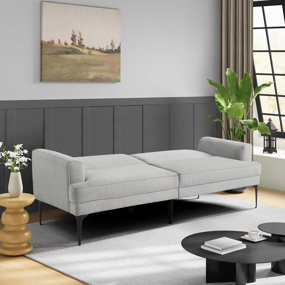 Lifestyle Solutions Paulie Convertible Sofa with Gray Cushion in Black, , large