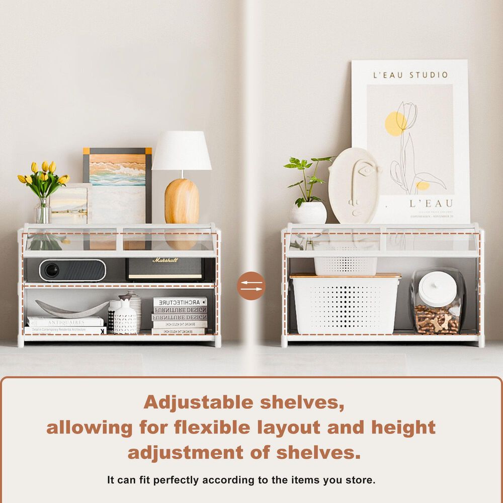 HOMLUX 3-Tier Storage Cabinet with Adjustable Shelves in White, , large
