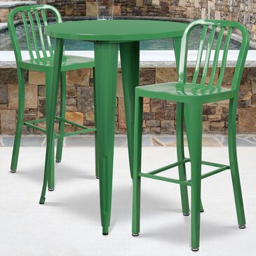 Flash Furniture 3-Piece Metal Bar Table Set in Green, , large