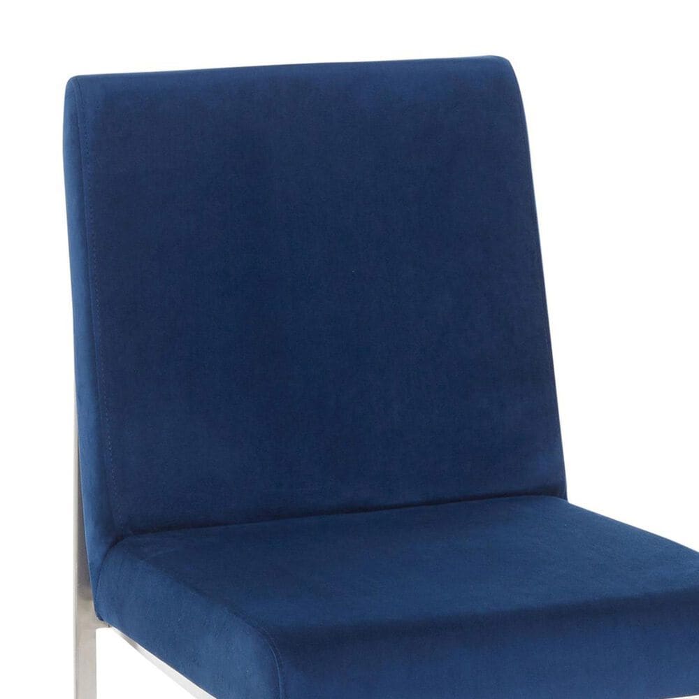 Lumisource Fuji Side Chair with Blue Cushion in Brushed Stainless Steel &#40;Set of 2&#41;, , large