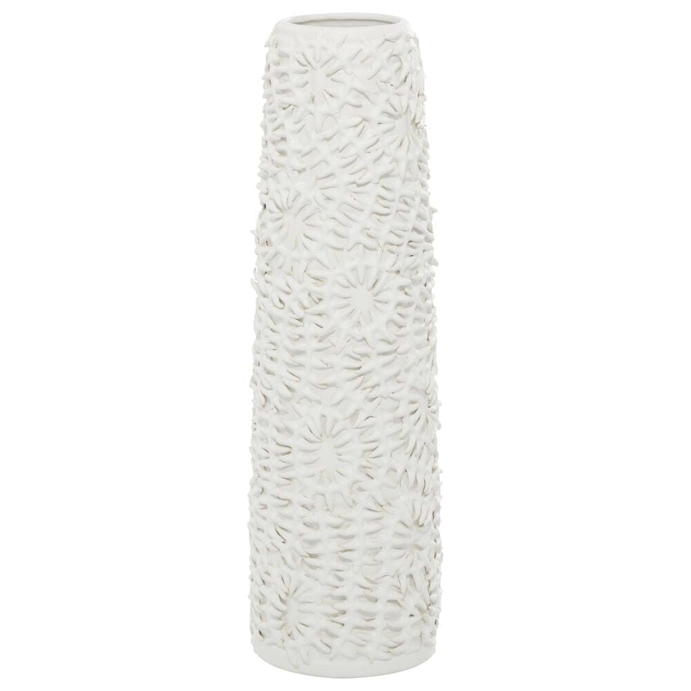 Maple and Jade 21" x 6" Pine Leaf Vase in White, , large
