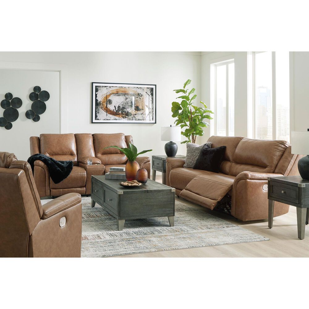 Ashley Trasimeno Power Reclining Loveseat with Console in Caramel, , large