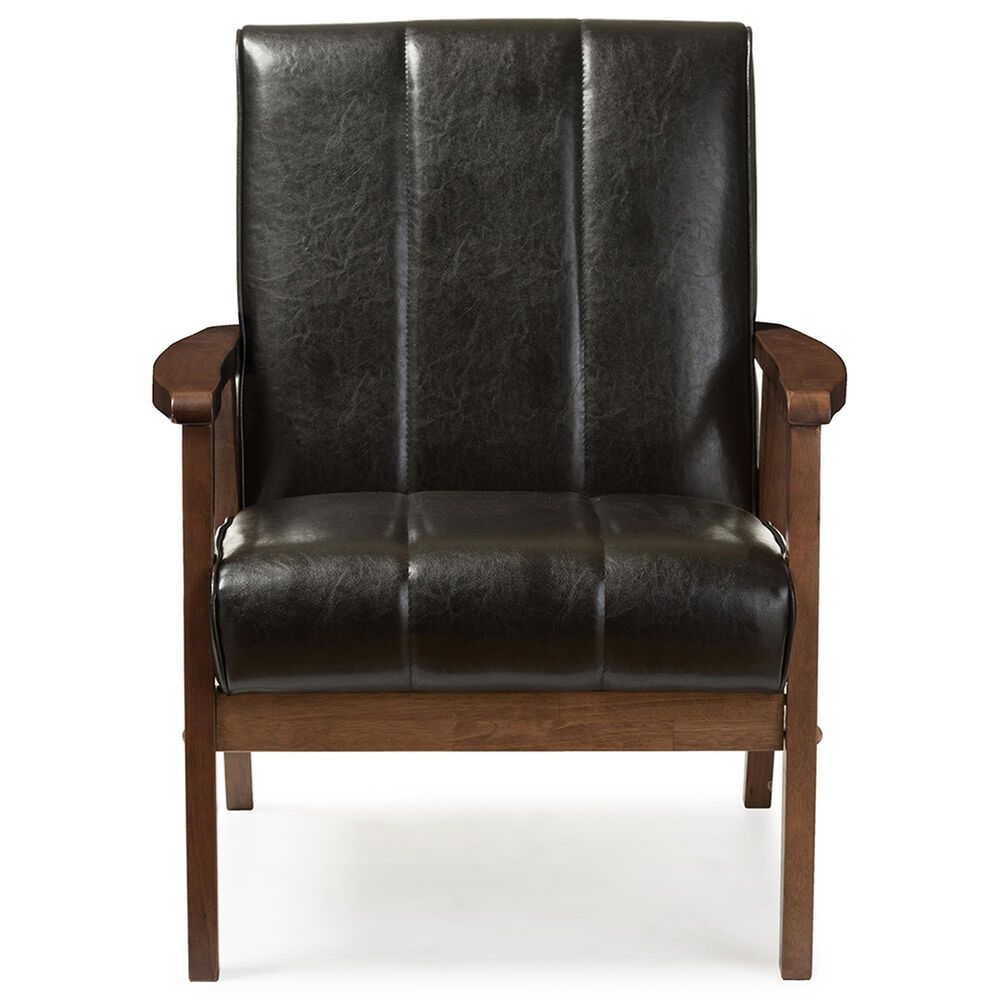 Baxton Studio Nikko Lounge Chair in Black, , large