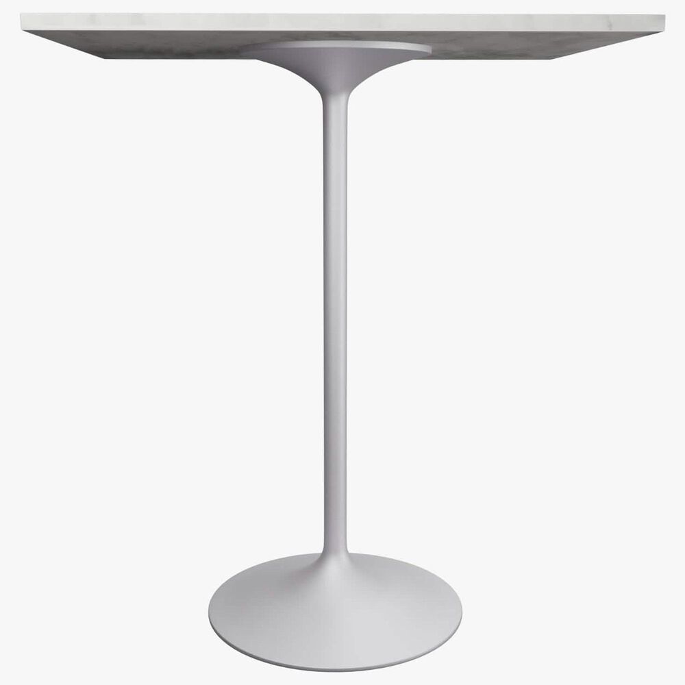 Leisuremod LeisureMod Verve Collection Modern Bar Height Table White Base with 36 Square Marbleized White Laminated  Top, , large