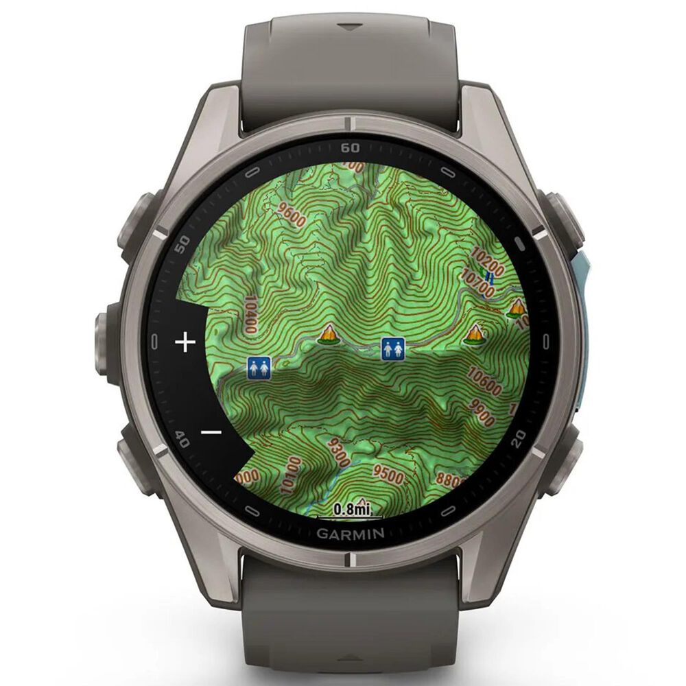 Garmin fenix 9 Smartwatch 43mm Titanium with Pebble Gray Silicone Band, , large