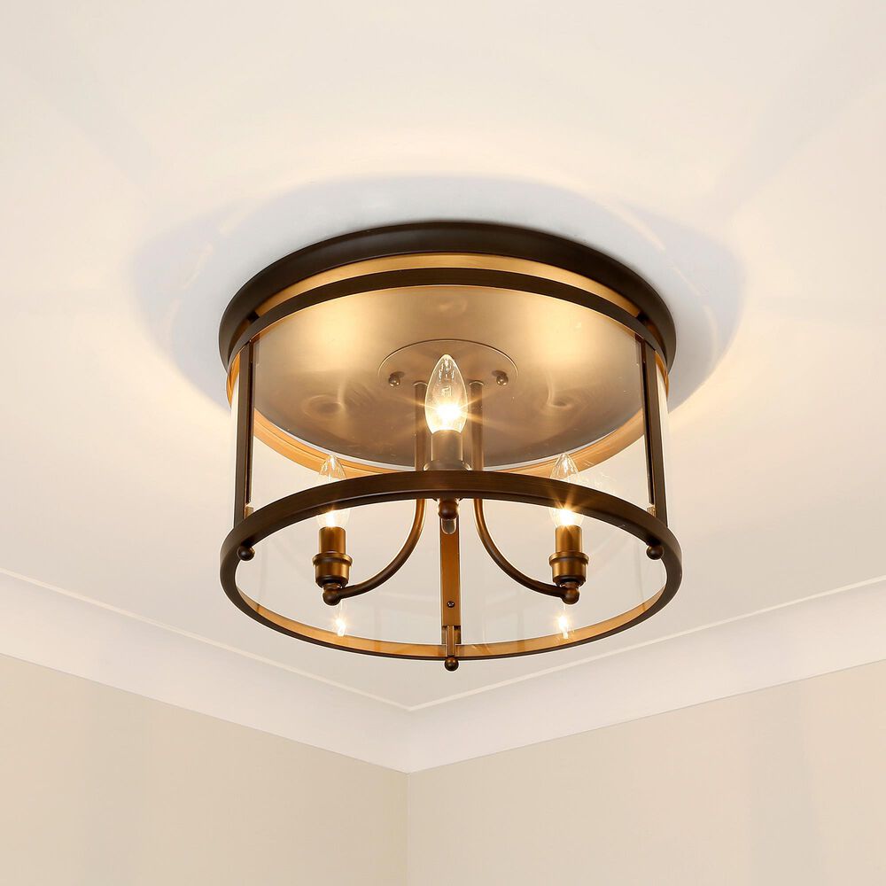 Golden Lighting Payton 3-Light Flush Mount in Rubbed Bronze, , large