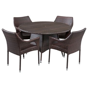 Noble House Armstron 5-Piece Patio Dining Set in Multi-Brown, , large