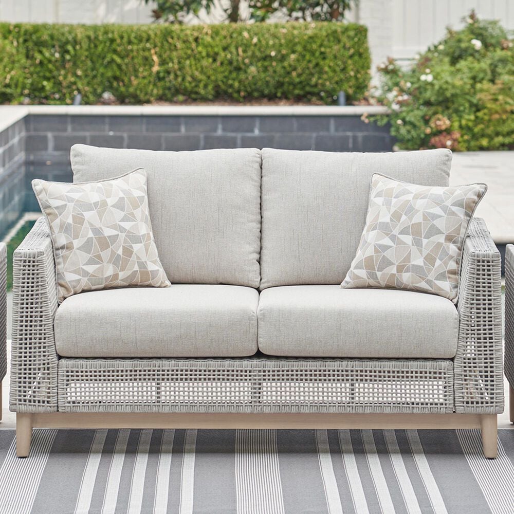 Ashley Seton Creek Stationary Patio Loveseat in Gray, , large