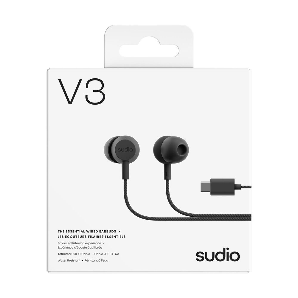 Sudio V3 Wired Earbuds in Black, , large