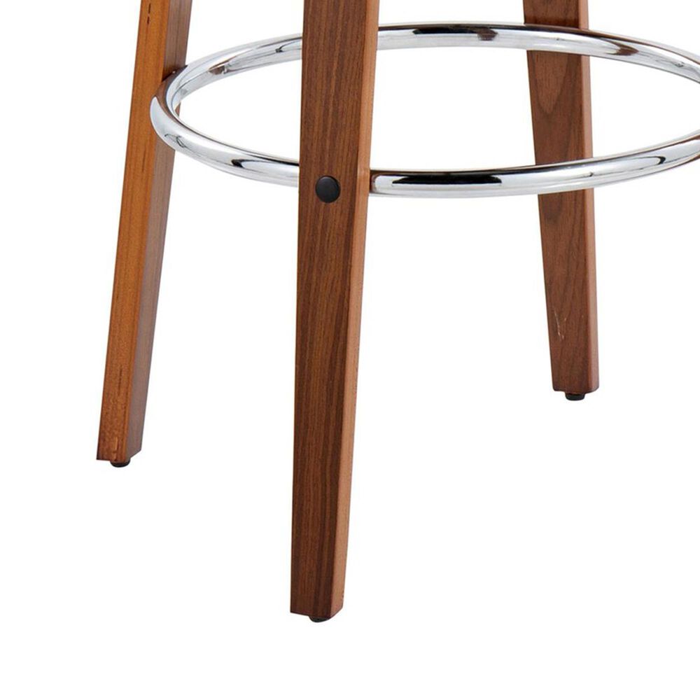 LumiSource Gardenia Swivel Fixed-Height Bar Stool with Teal Fabric Upholstery in Chrome and Walnut (Set of 2), , large