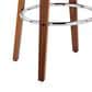 LumiSource Gardenia Swivel Fixed-Height Bar Stool with Teal Fabric Upholstery in Chrome and Walnut (Set of 2), , large