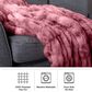 Timberlake 60" x 80" Ruched Faux Fur Throw Blanket in Pink, , large