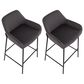 LumiSource Daniella Bar Stool with Charcoal Upholstery in Black (Set of 2), , large