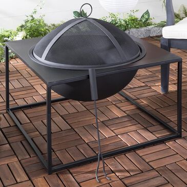 Safavieh Leros Square Wood-Burning Fire Pit in Black, , large