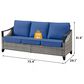 Sunwell Garden 32"H 3-Seater Outdoor Sofa with Curved Navy Cushions in Gray, , large