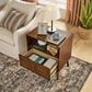 Hearth and Haven Nightstand with Charging Station USB Ports and Outlet Hole in Walnut Brown, , large