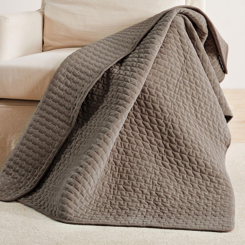 Levtex Velvet Stitch 50" x 60" Quilted Throw in Cocoa, , large